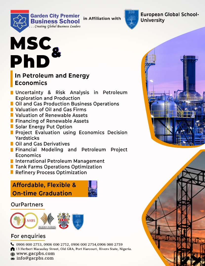 MSc / PhD in Petroleum and Energy Economics – Garden City Premier